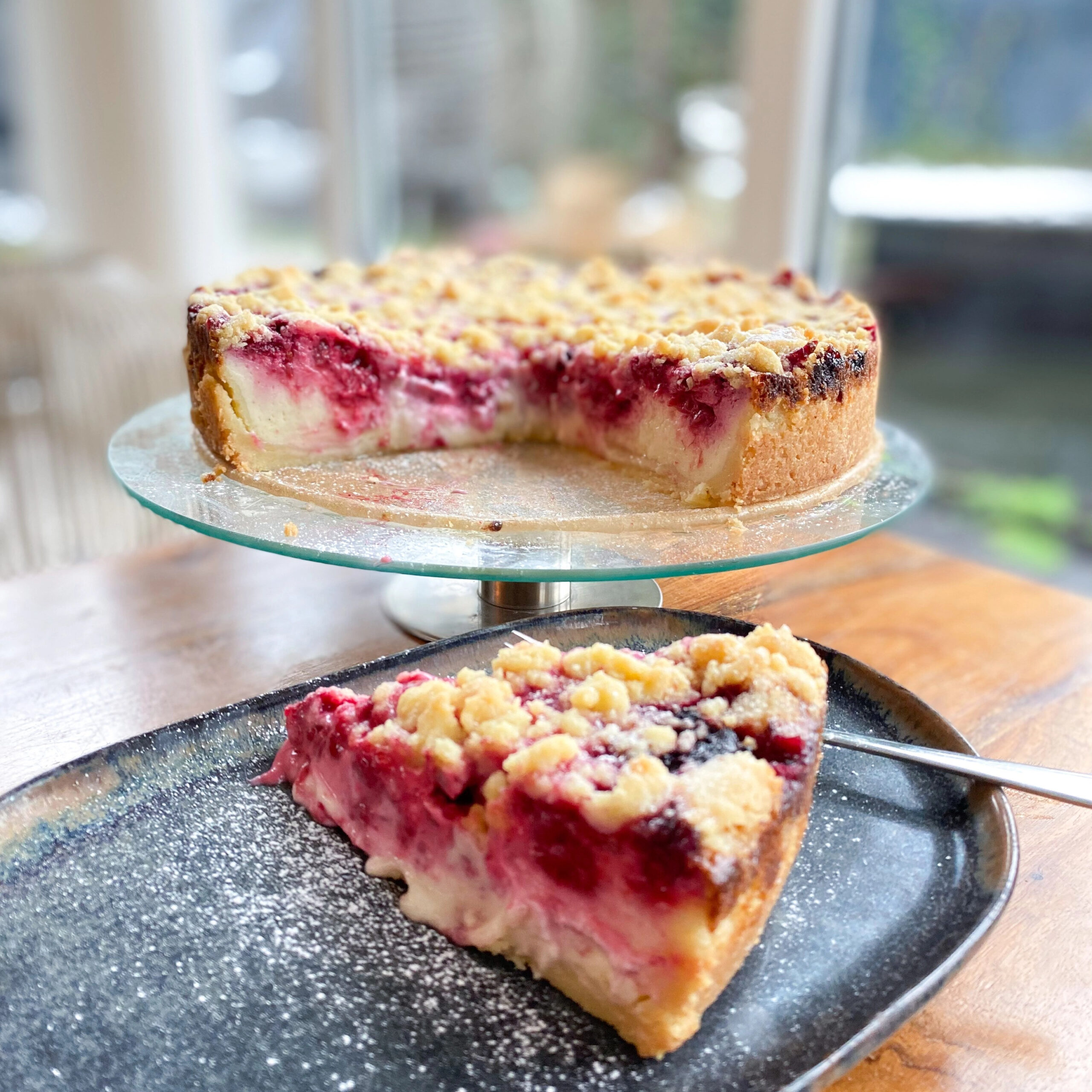 Himbeer-Käsekuchen mit Streuseln